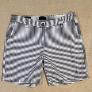 Talbots Light Blue and White Striped Button Shorts 4